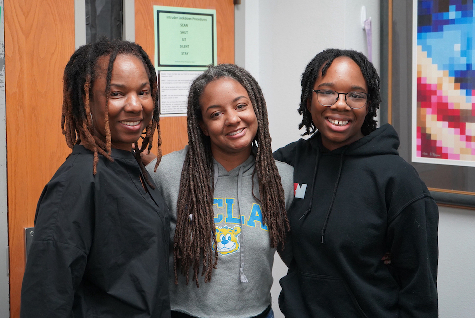 Oforitsenere with mother and teacher Gerri Brown