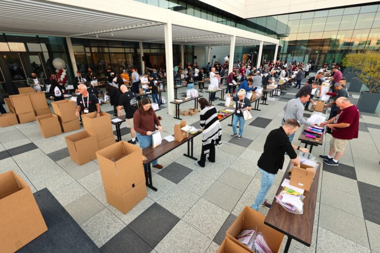 STEM kits for Pearcy STEM Academy students donated by Garver along with $5,000