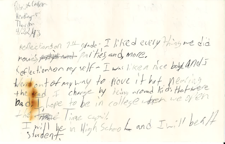 Letter from time capsule found at Carter Junior High