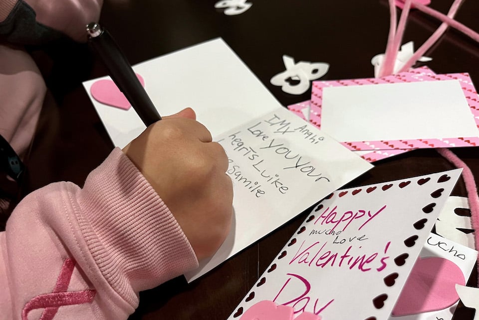 Valentines - 18 PLUSS students decorate Valentines cards for veterans