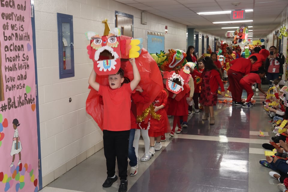 Chinese New Year parade at Wimbish World Language Academy