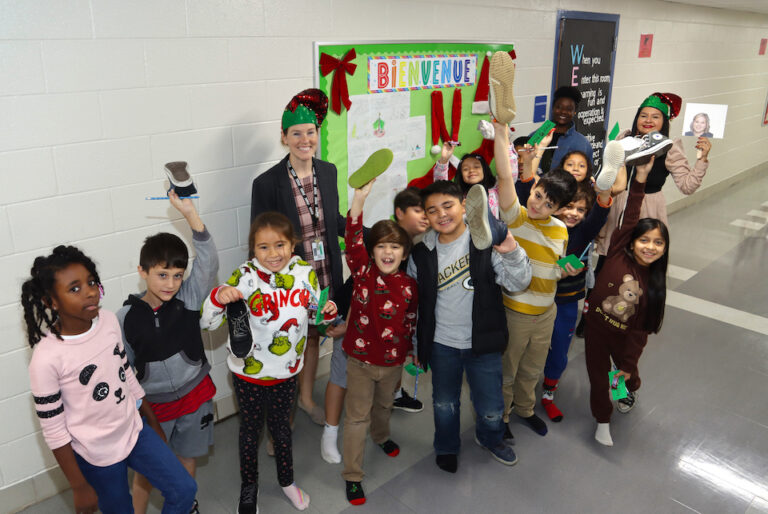 St. Nicholas visited Wimbish World Language Academy and left gifts in the students' shoes.