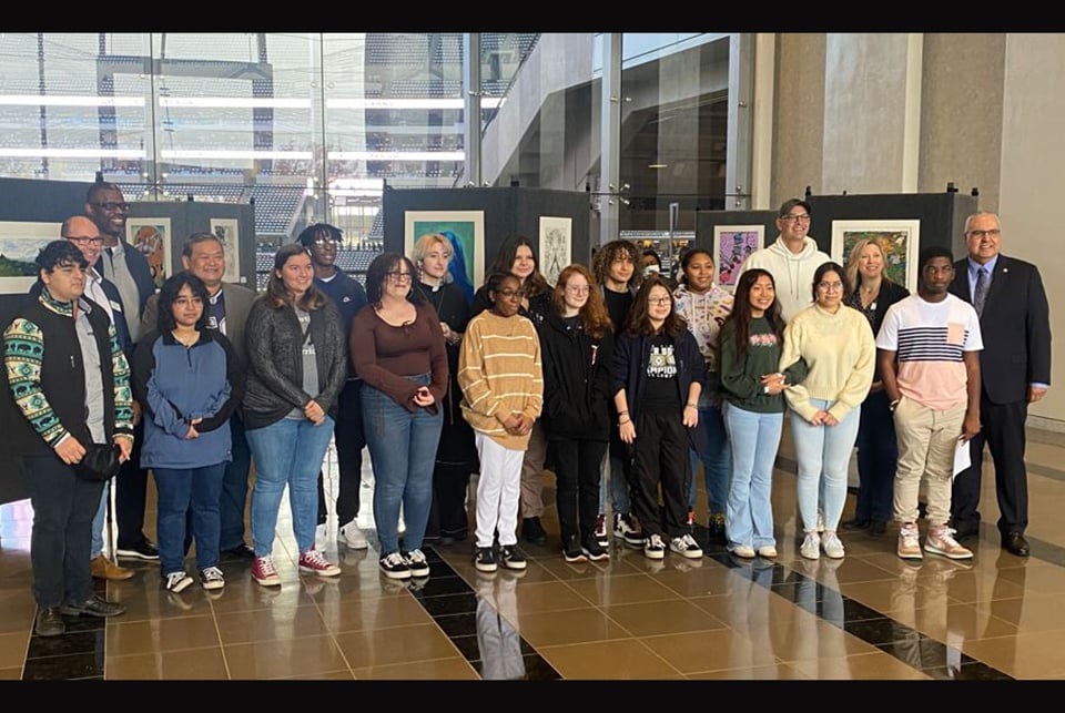 Art students at Dallas Cowboys game - part of the the first cohort to participate in the Arlington ISD/Dallas Cowboys Art Tour program