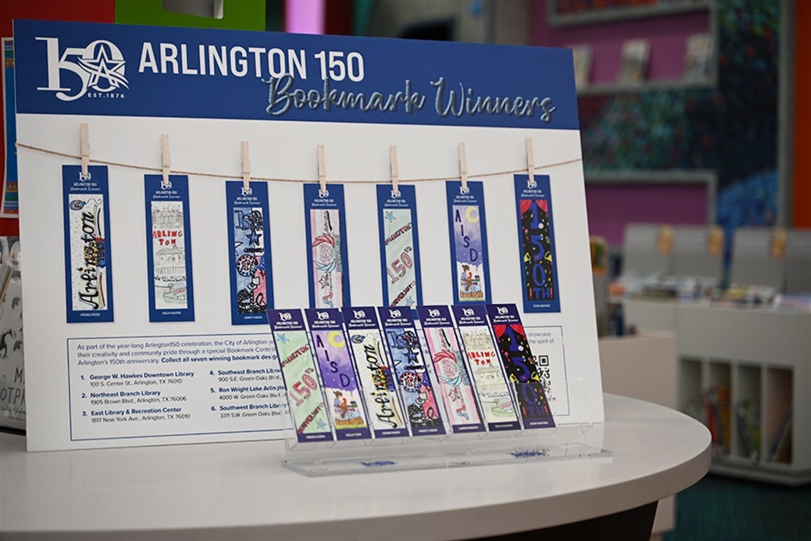 Student-created Arlington150 bookmarks available in libraries now