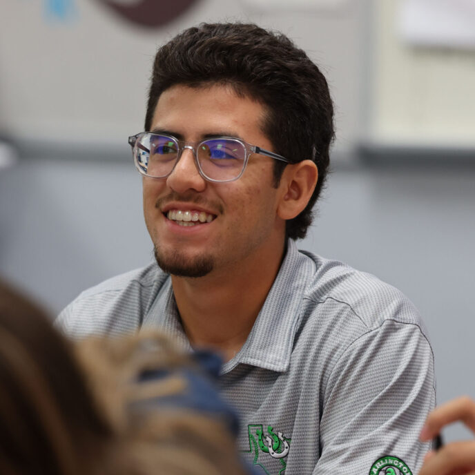Arlington High School student in class