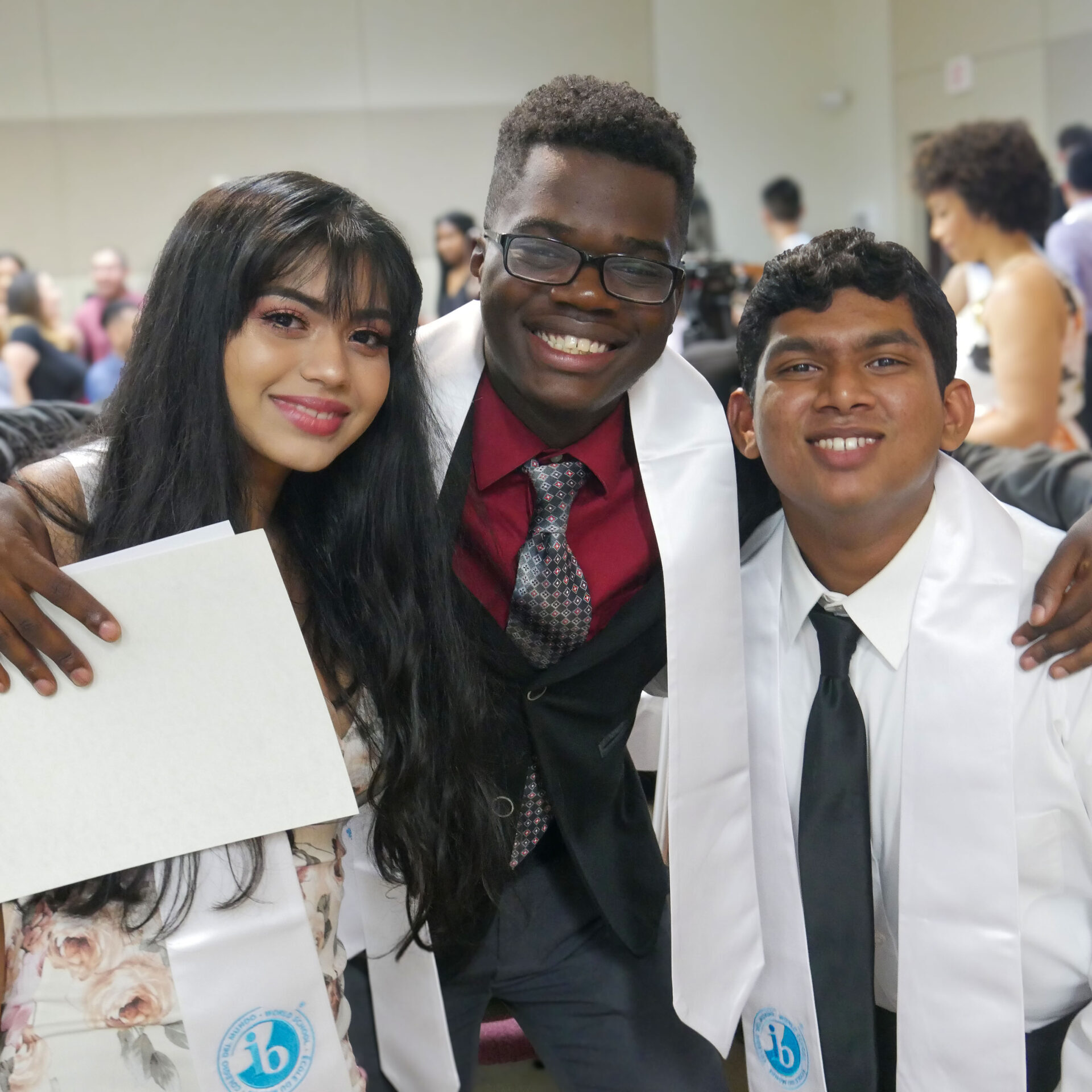 International Baccalaureate students at Bowie High School celebrating a successful semester