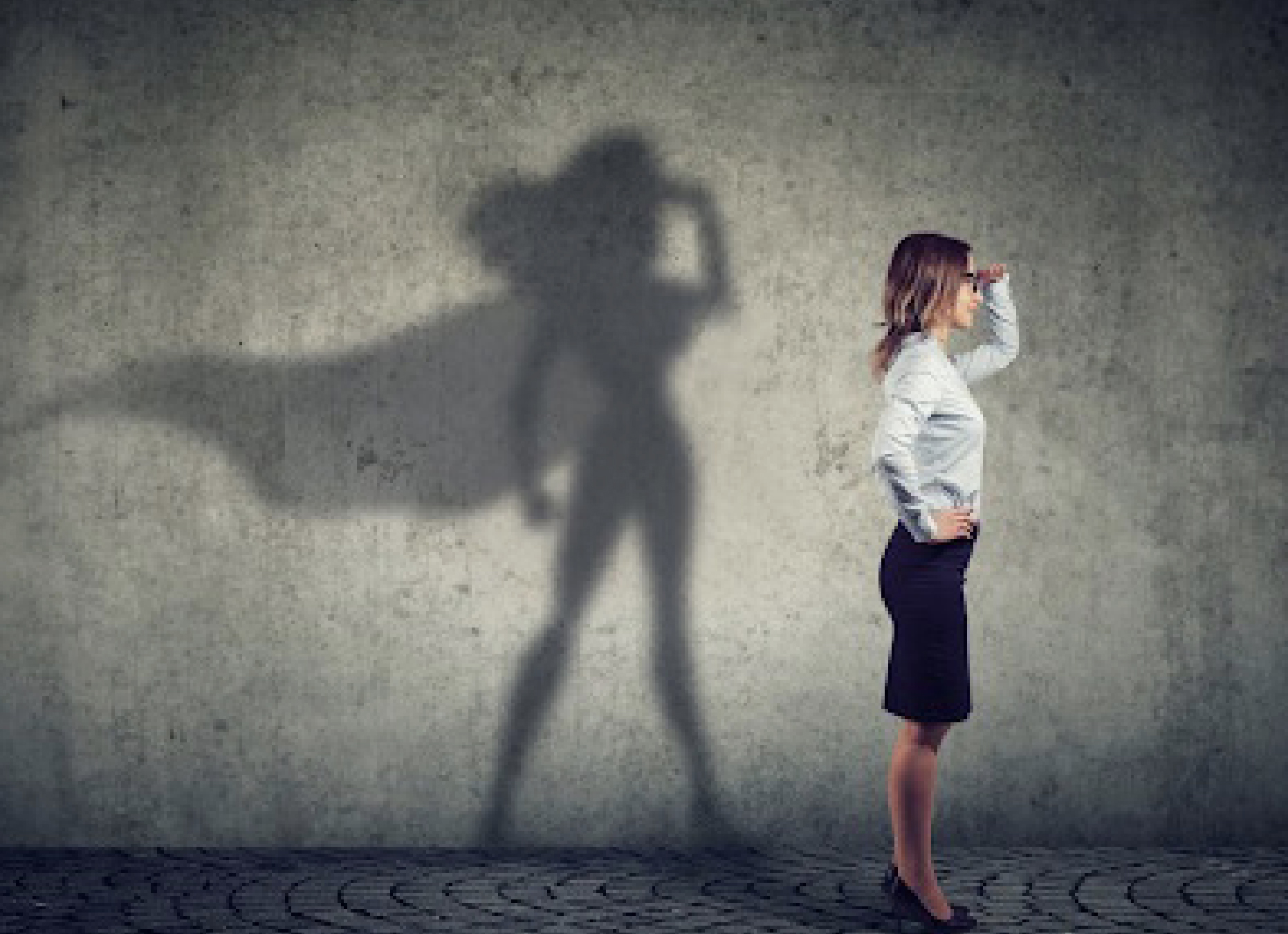 Woman with Superhero shadow