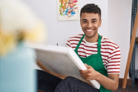 Art student with canvas