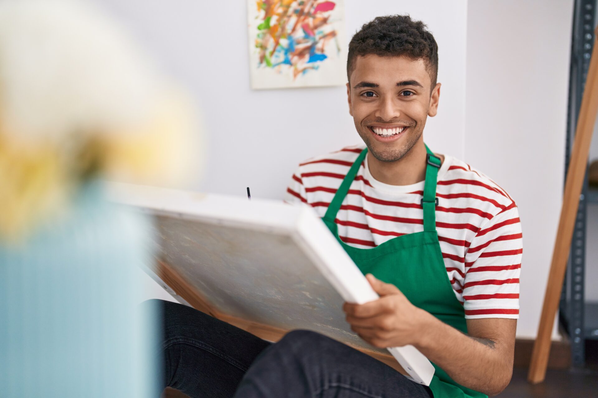 Art student with canvas