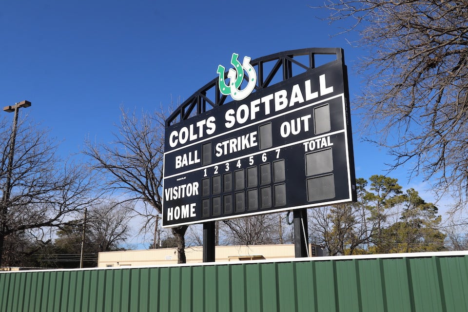 softball - new scoreboard at Arlington High's new softball field