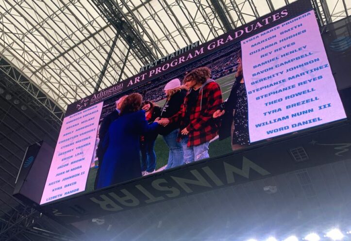 Art students at Dallas Cowboys game - part of the the first cohort to participate in the Arlington ISD/Dallas Cowboys Art Tour program